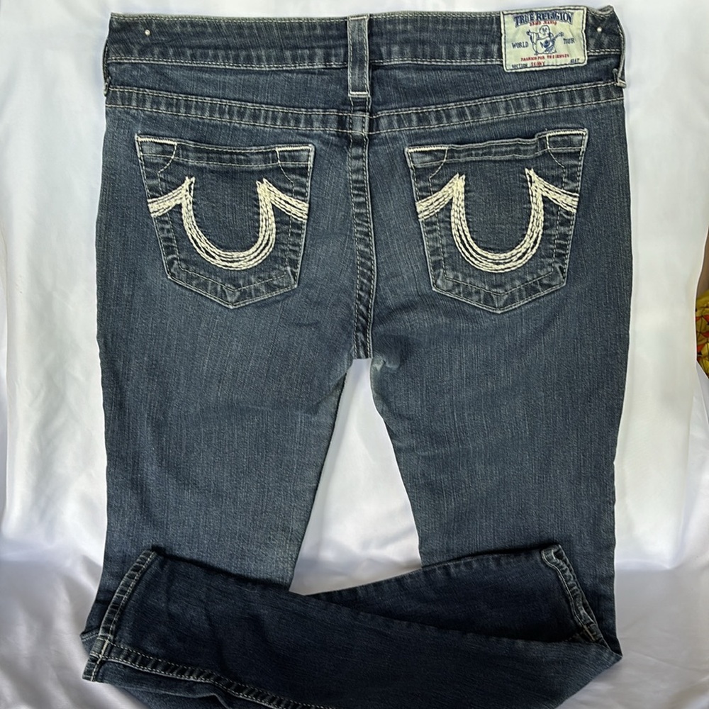 Slightly Worn Authentic True Religion Women's Blue Jeans Skinny Fit  Size 31 - Picture 5 of 17